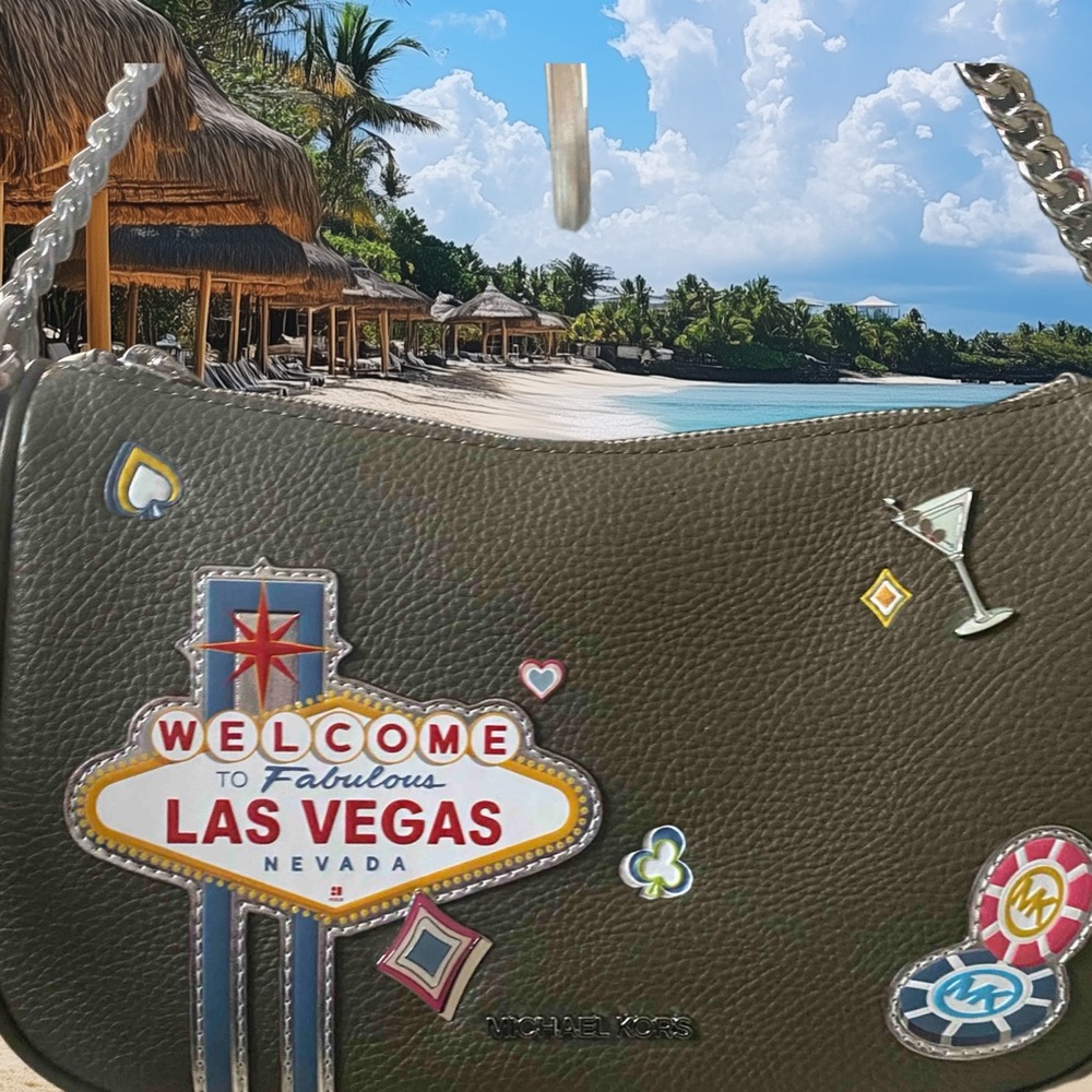 Michael Kors Olive Green Crossbody with Las Vegas Patch Accents Sold Out - Picture 3 of 7